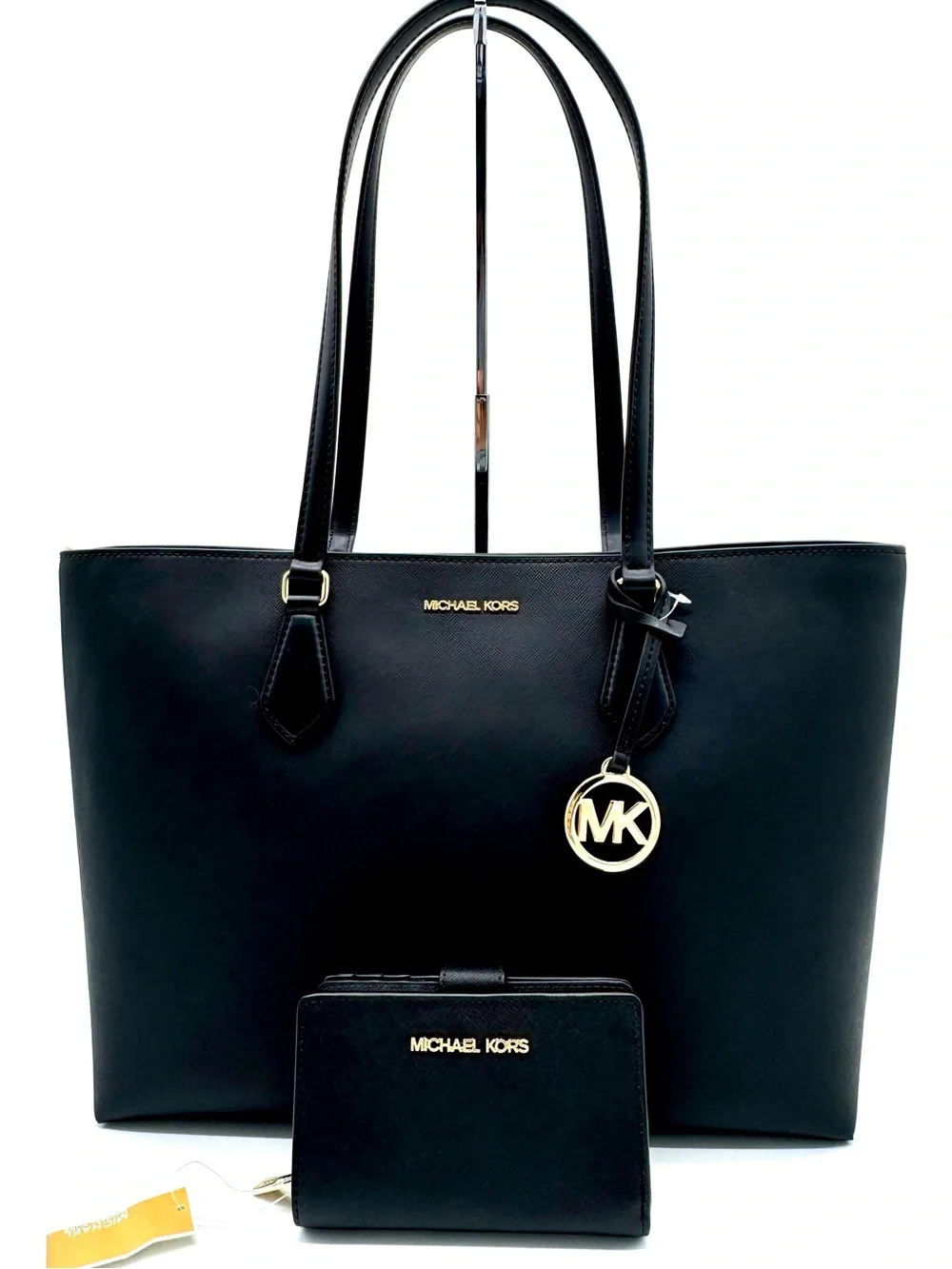 Michael Kors Bag Large Sheila Mf Tote Bag & Matching Bifold Wallet Black/Gold